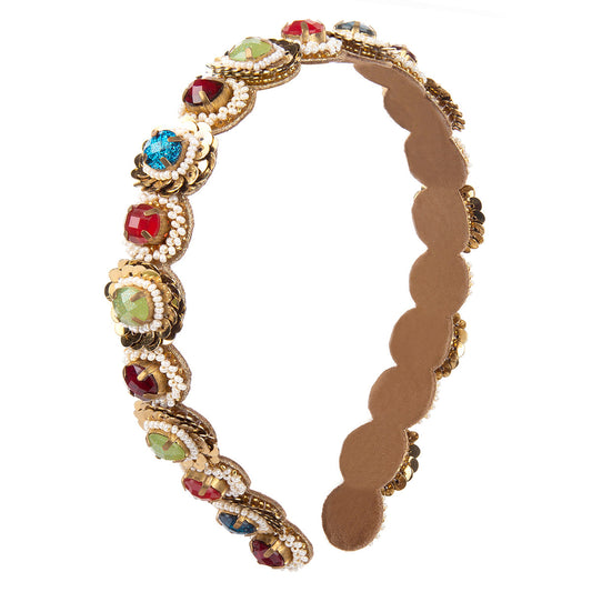 Glass crystal and sequin geometric Multi color Ruchika headband