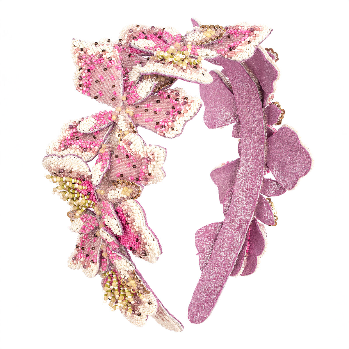 Deepa Gurnani handmade the Mercer headband in fuchsia color