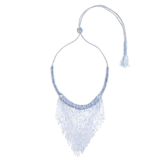 handmade beaded powder blue necklace