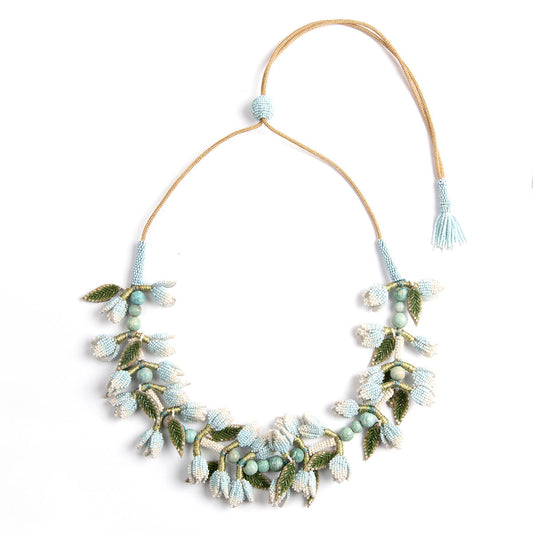 Deepa Gurnani Handmade Irena Necklace in Baby Blue color