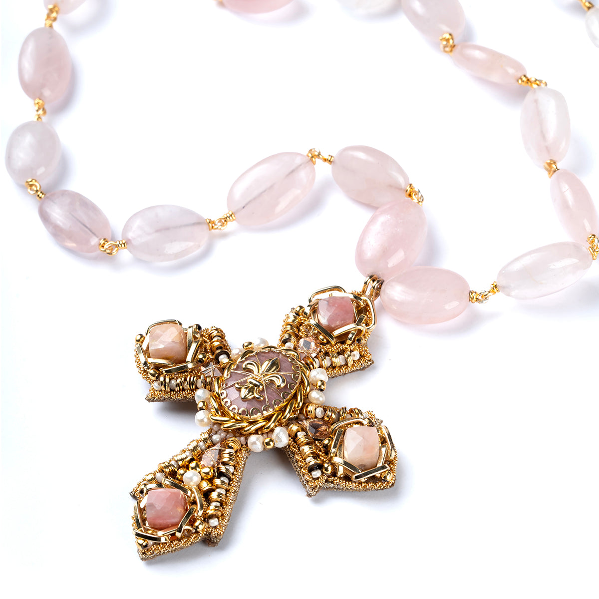 Deepa Gurnani Esthelda Necklace in Peach color
