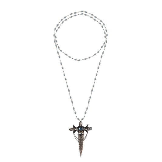 Deepa Gurnani Dagger Necklace in gunmetal 