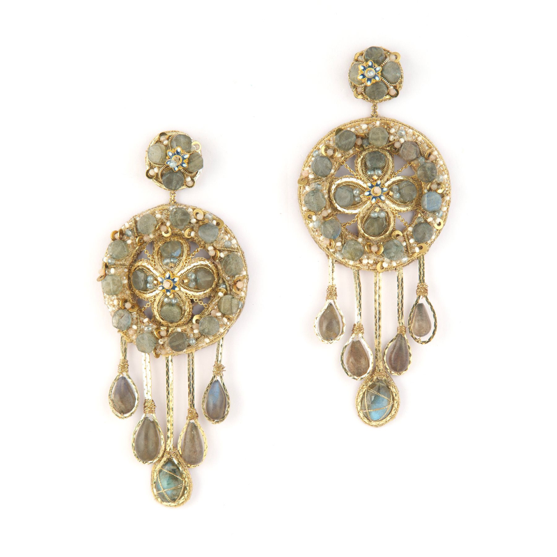 Deepa Gurnani Kala Earrigns in Labradorite 