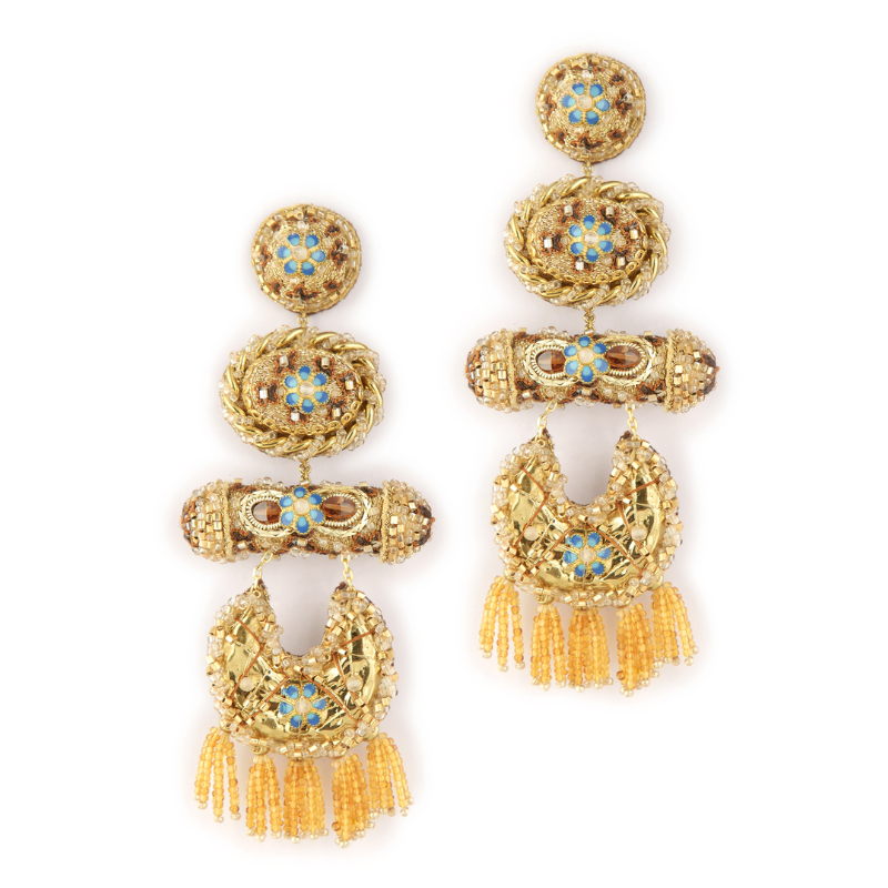 Deepa Gurnani Nara Earrings in Tan 