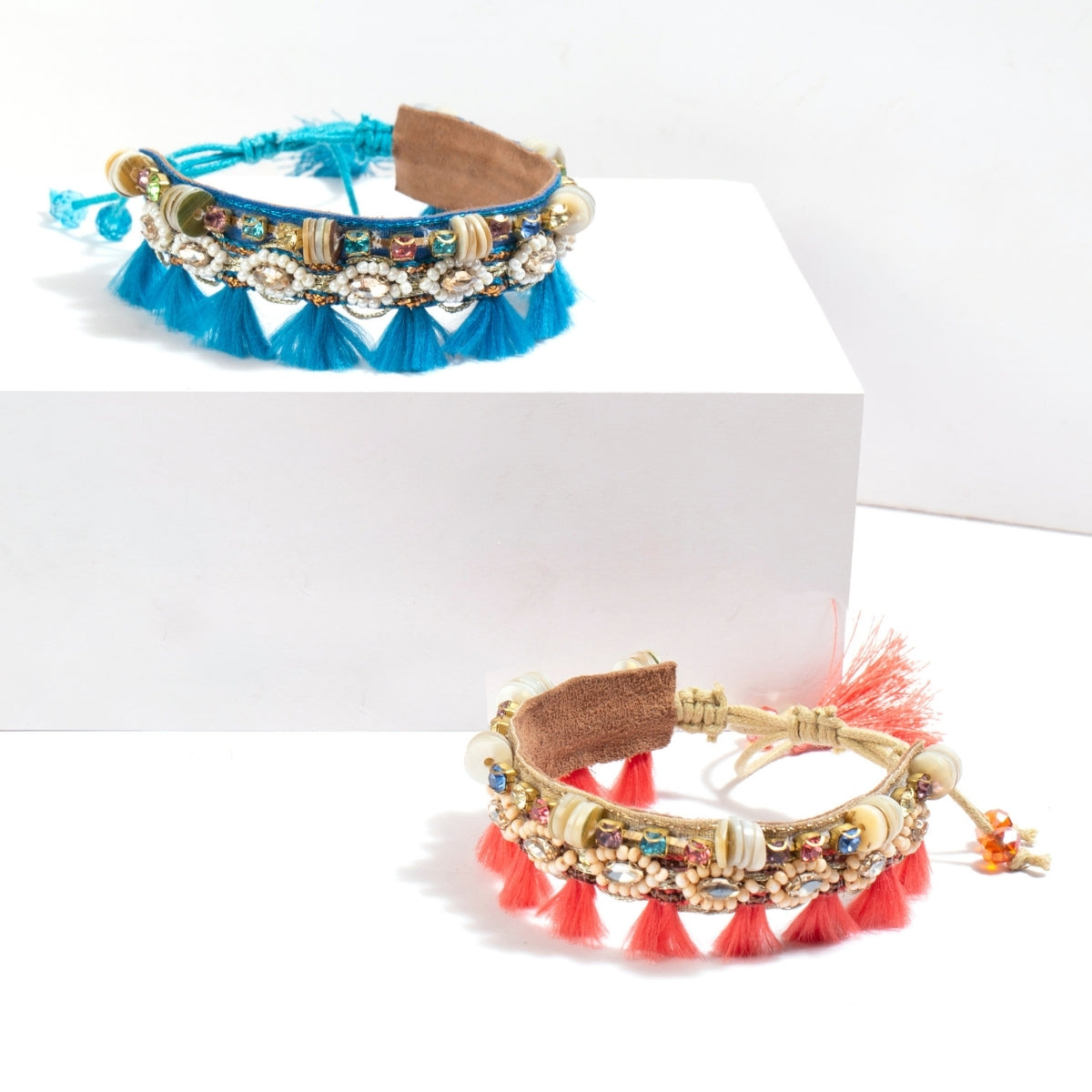 Handmade coral beaded bracelet