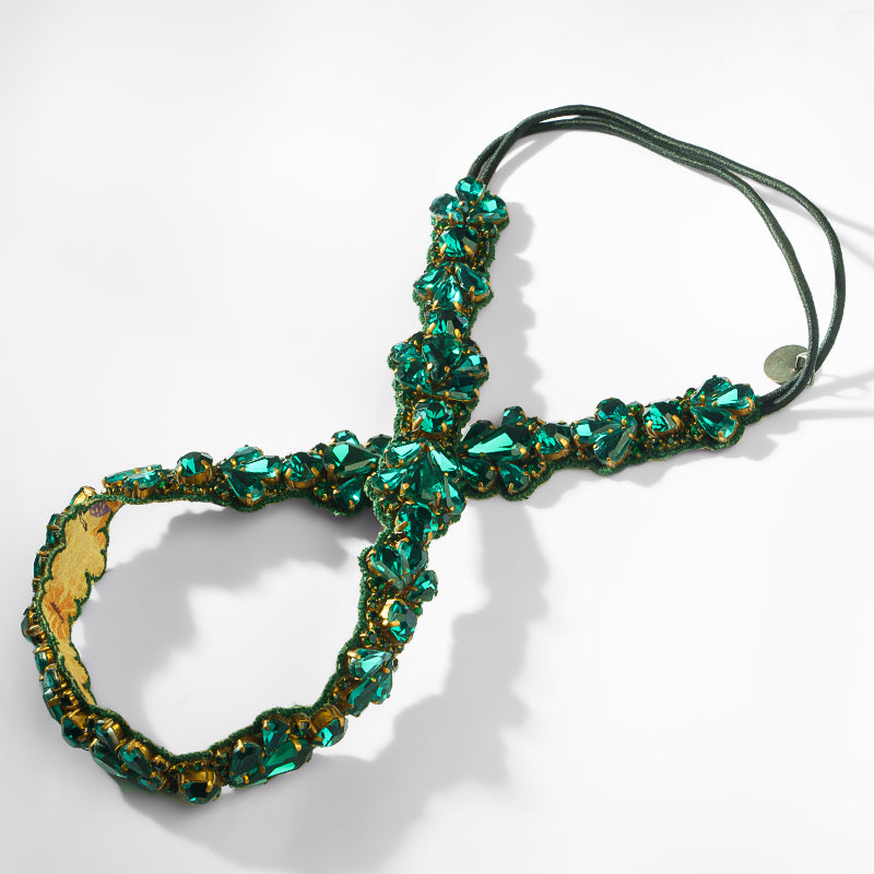 Deepa Gurnani Pret Mardi Headband in Emerald 