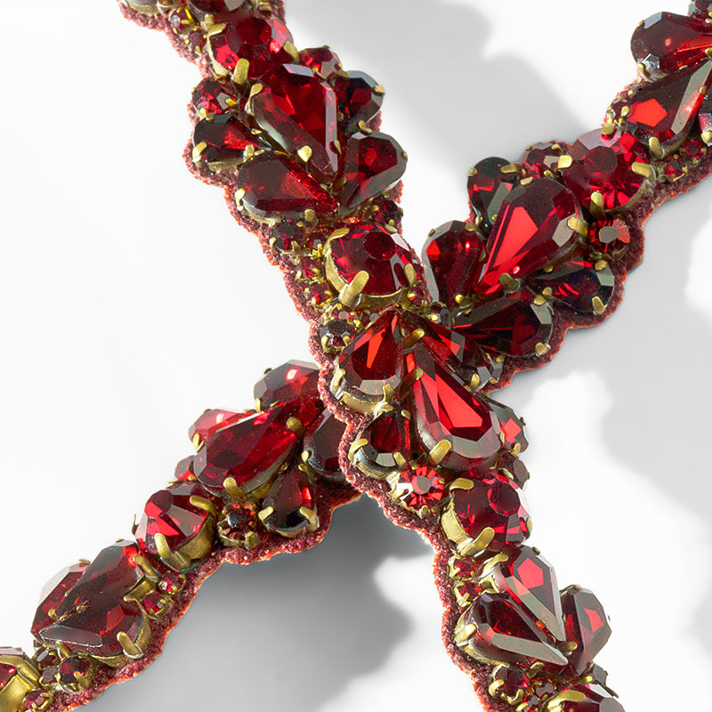 Close up of Deepa Gurnani Pret Mardi Headband in Ruby