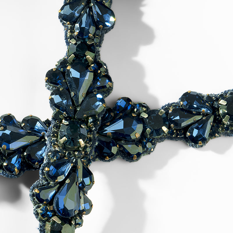 Close up of Deepa Gurnani Pret Mardi Headband in Sapphire