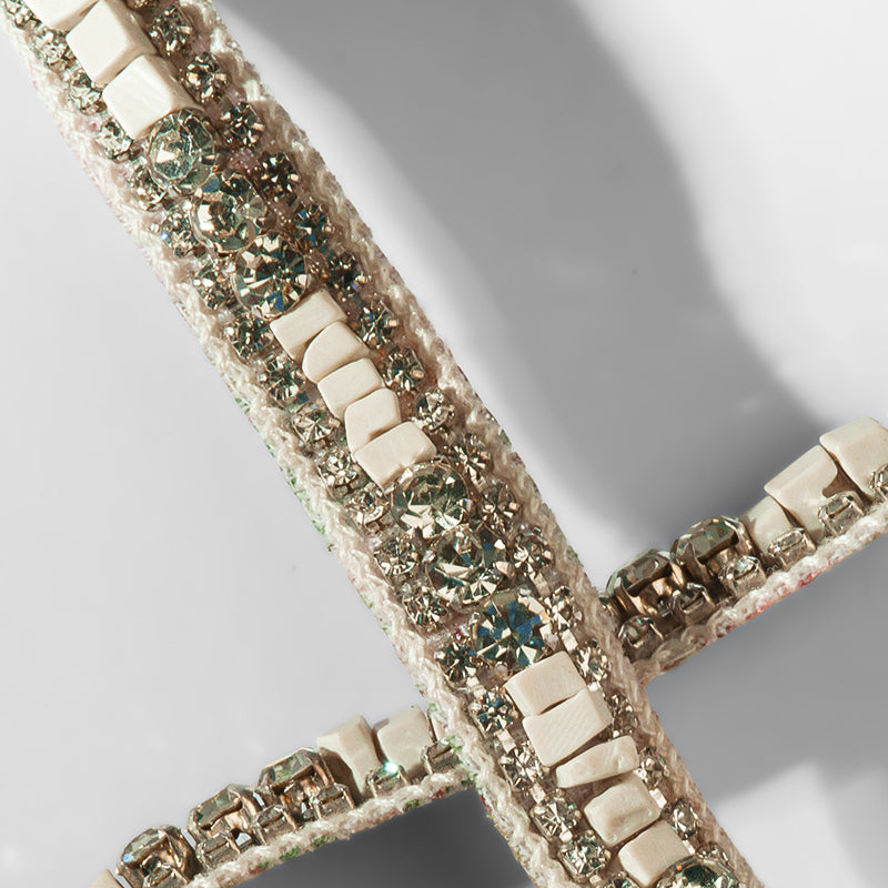 Close up of Deepa Gurnani Pret Eula Headband in White