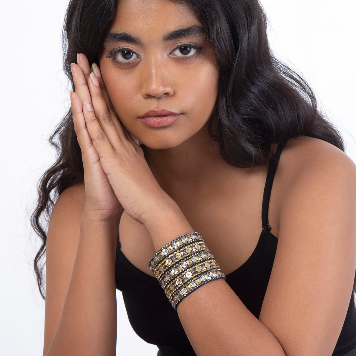 handmade black gold cuff