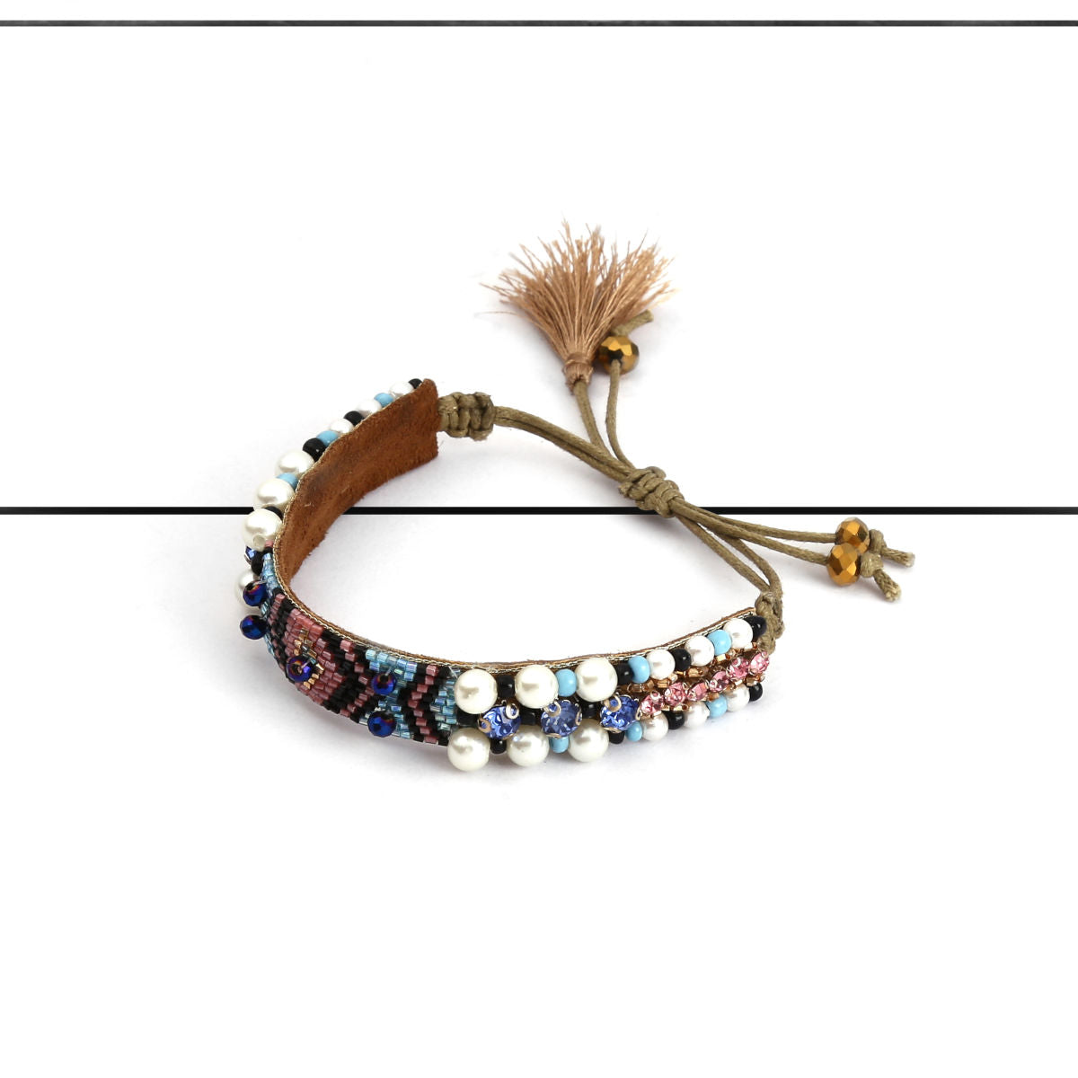 Deepa by Deepa Gurnani Handmade Indigo Bracelet Blue on Wood Background