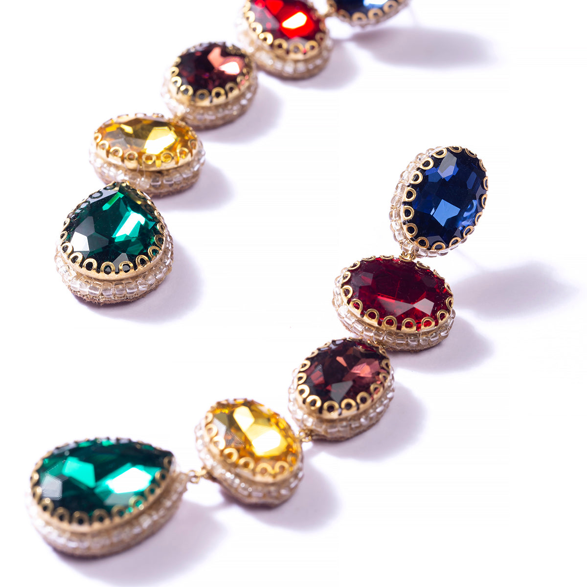 Multicolor crystal post earrings