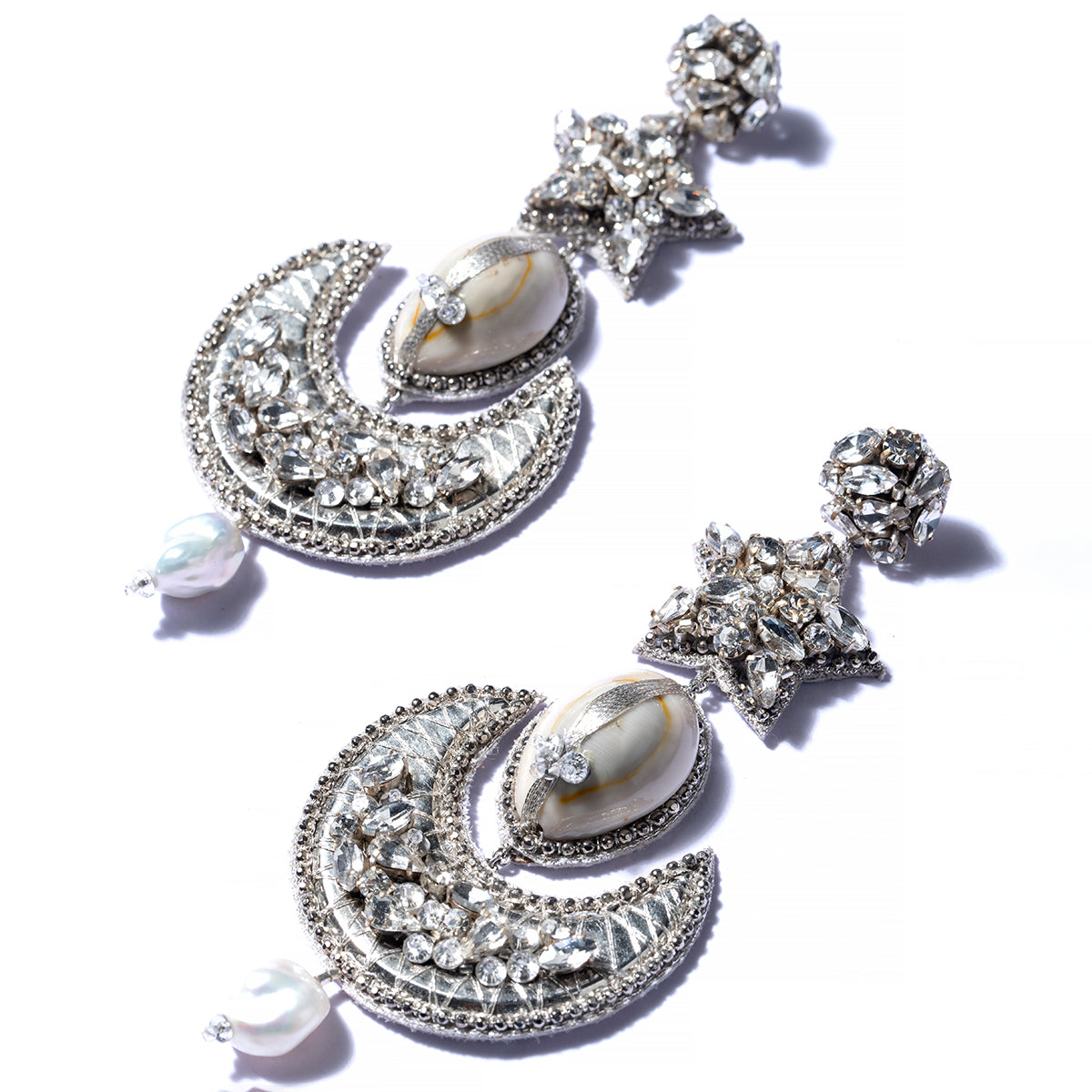 Handmade Deepa by Deepa Gurnani Silver color Keyla Earrings