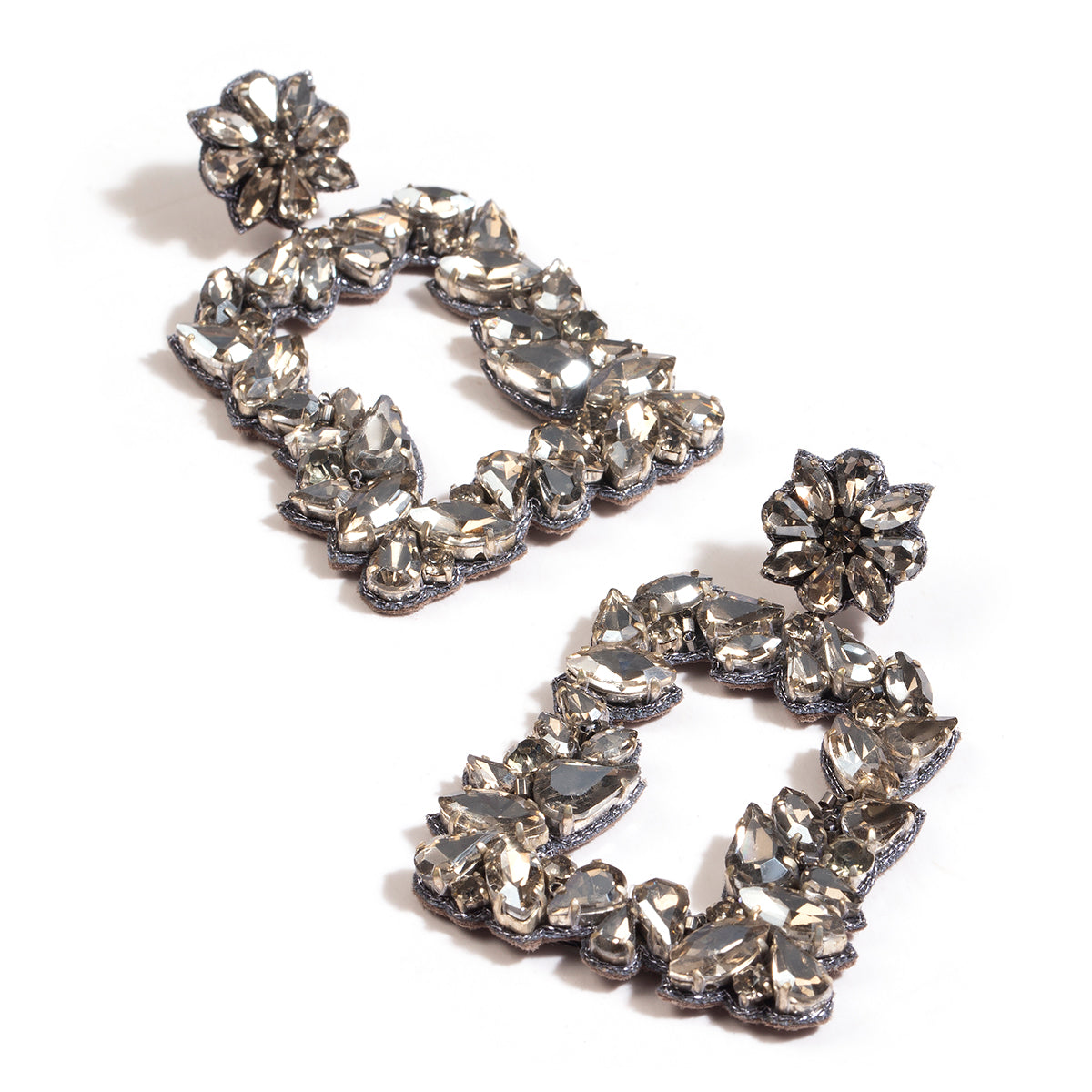 Unique handmade gunmetal crystal earrings