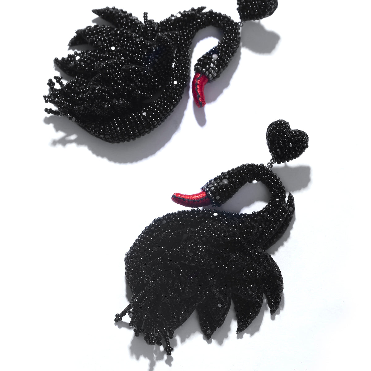 Beautiful hand embroidered swan earrings