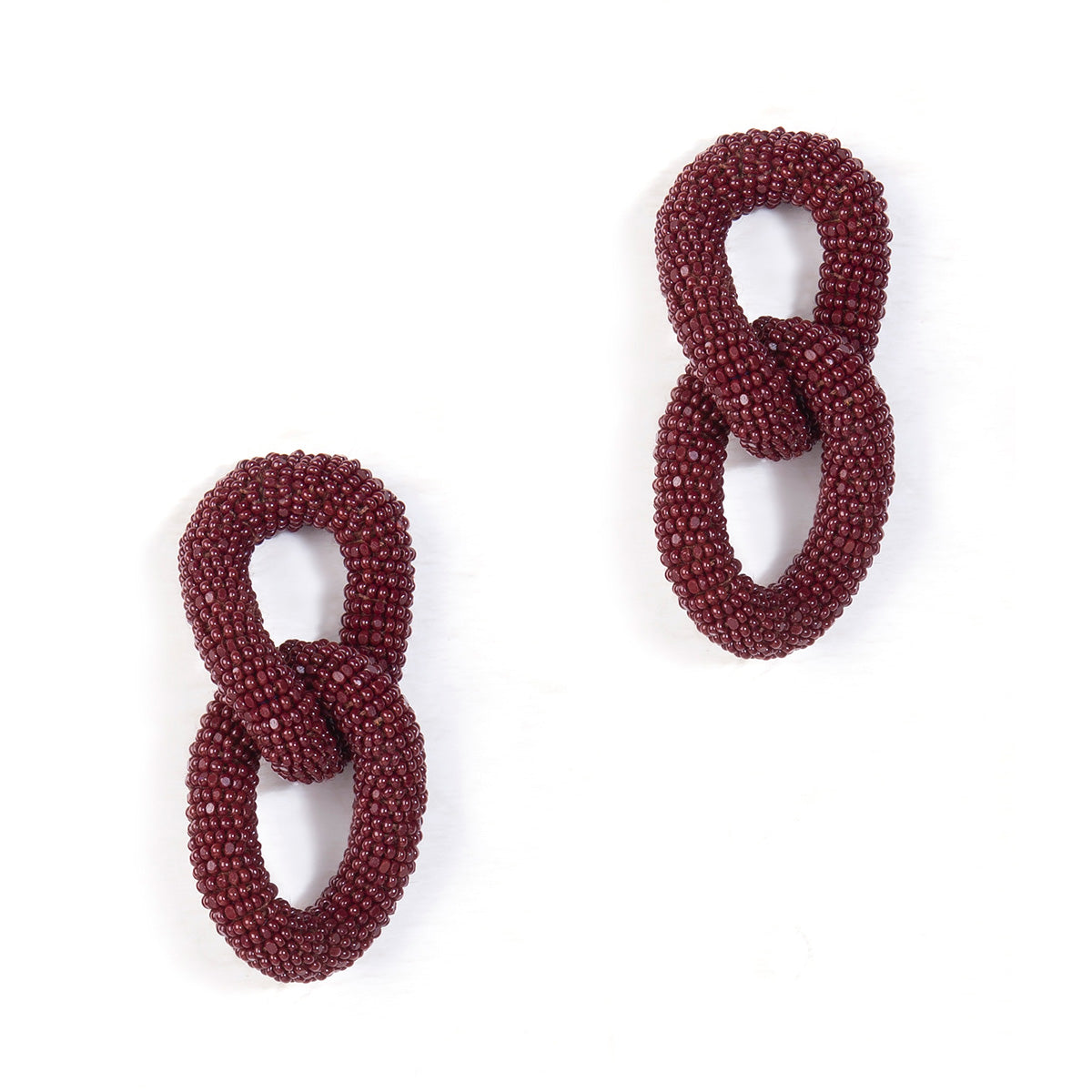 Brown beaded two link post earrings