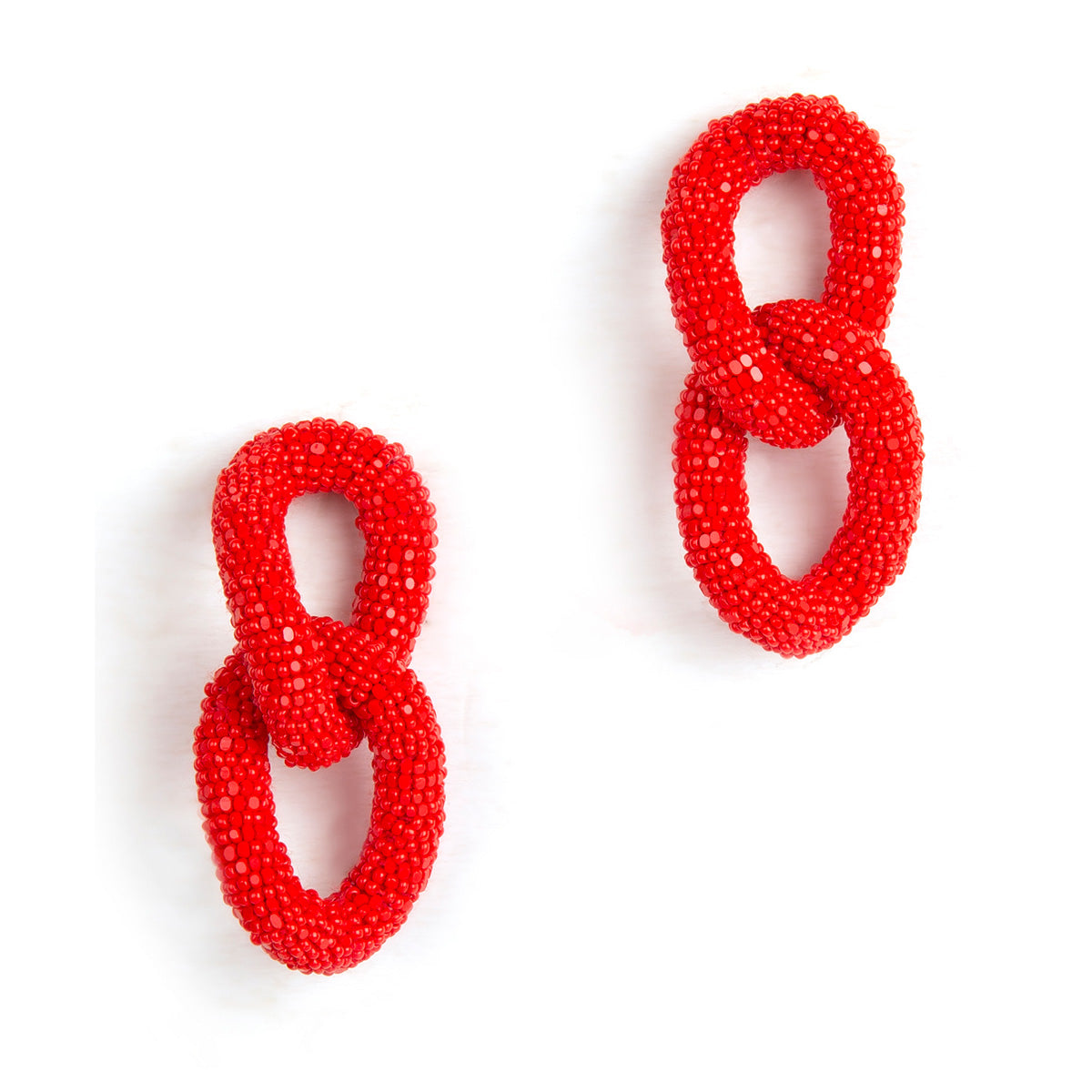 Red beaded two link post earrings