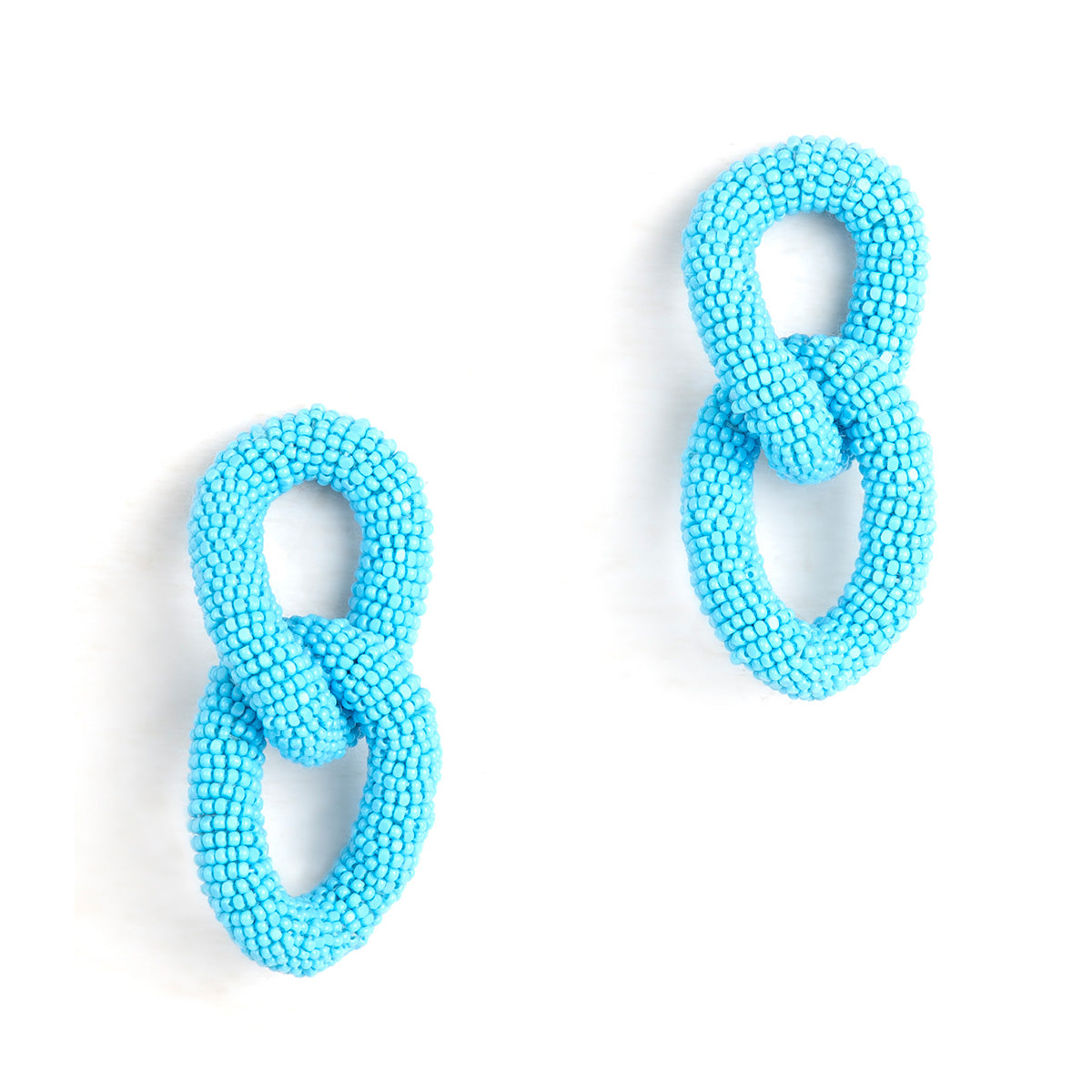 Turquoise beaded two link post earrings