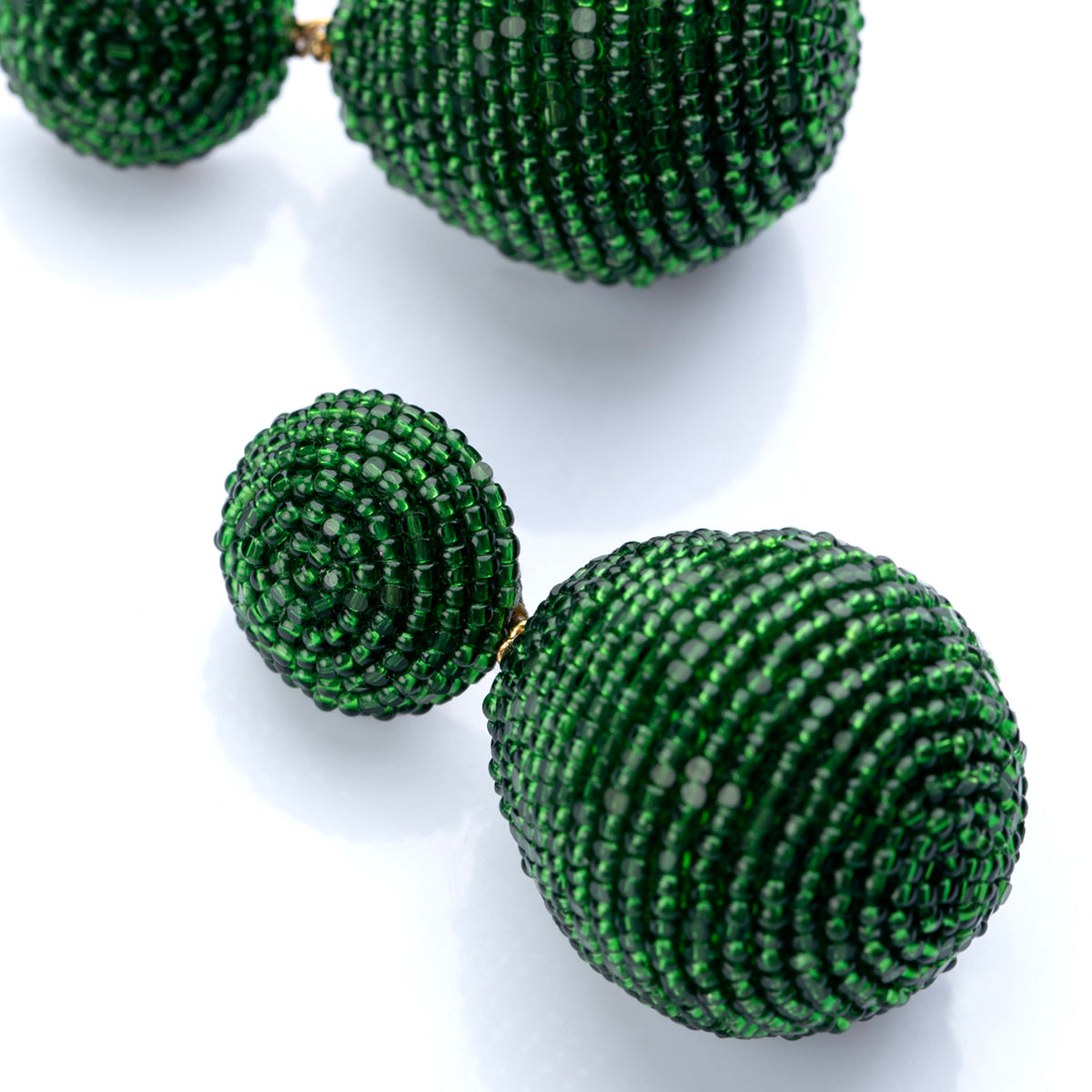 Handmade Glass sheen bead ball, Emerald Teslana Earrings
