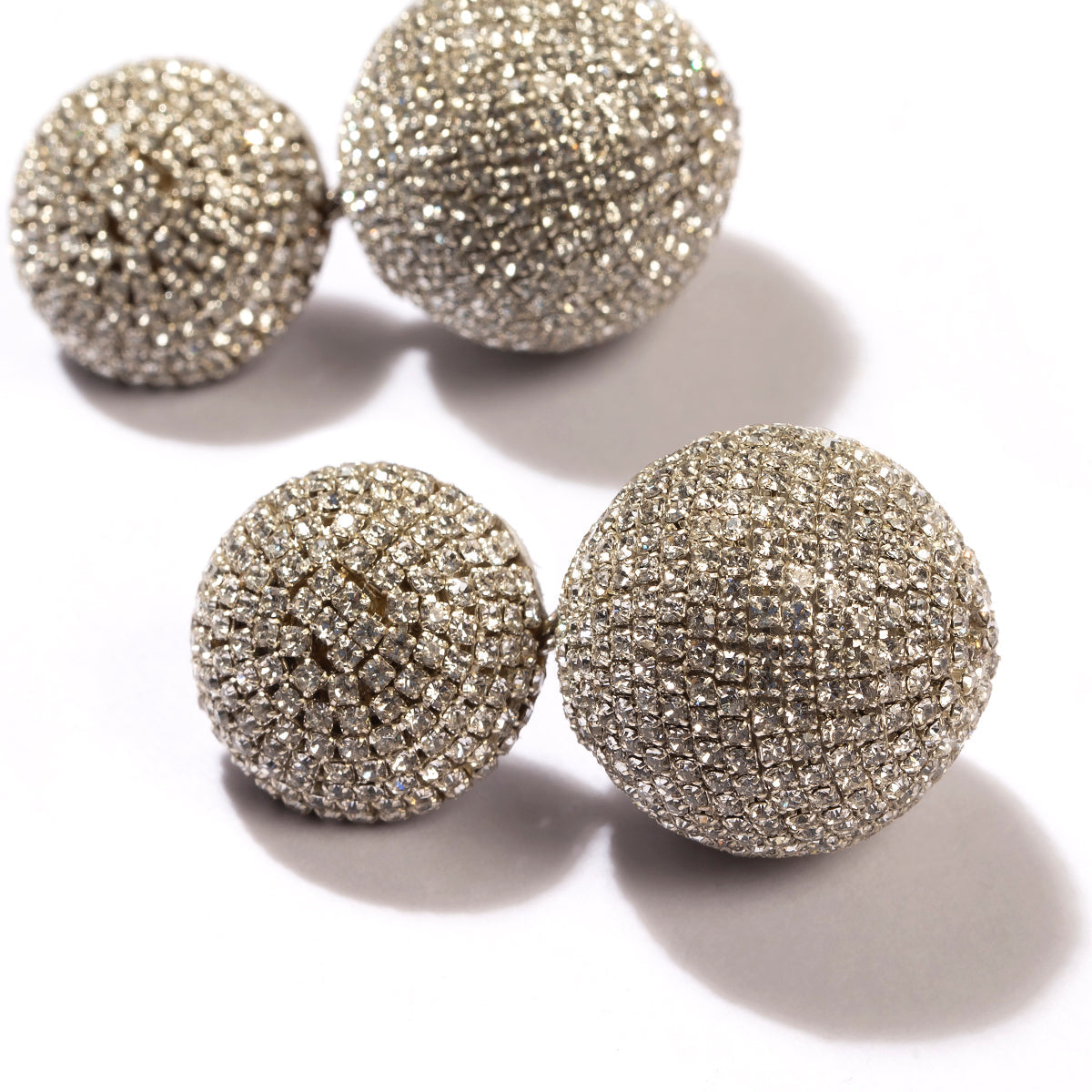 Glass chainstone beaded crystal ball silver Krystal Earrings