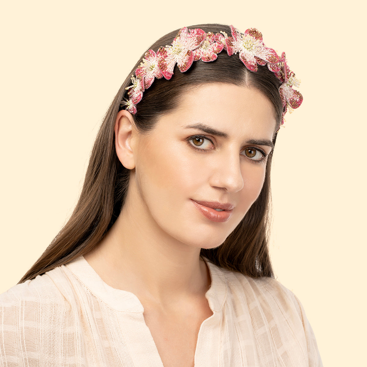 Deepa Gurnani Handmade Fuchsia Regina Headband