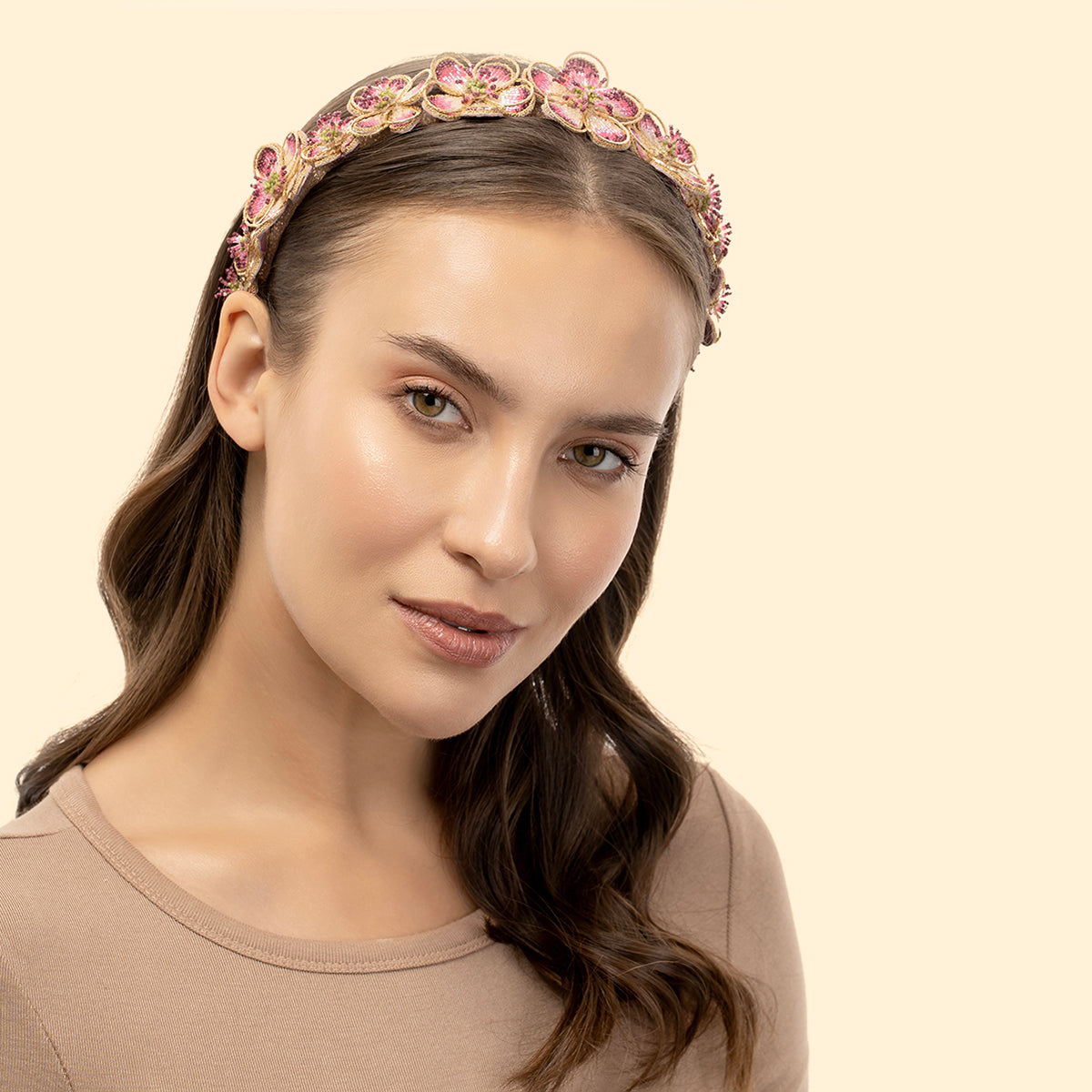 Deepa Gurnani Handmade Fuchsia Cleome Headband