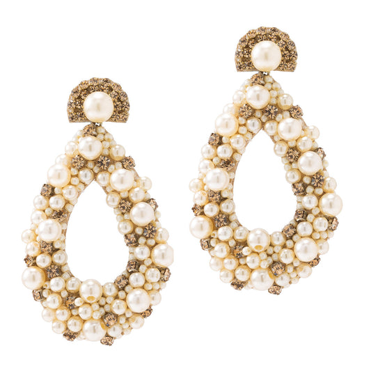 Resin Pearl Post Earrings in Gold